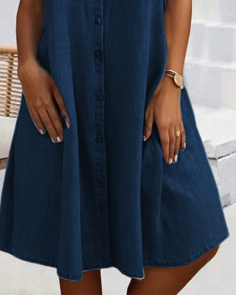 Amelia™ - Midi Dress with Lapel Collar and Button