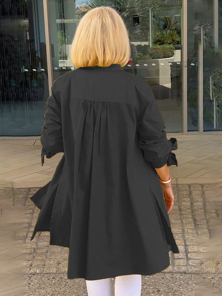 Mia™ - Long Buttoned Cotton Shirt Jacket