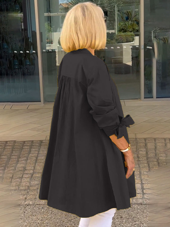 Mia™ - Long Buttoned Cotton Shirt Jacket