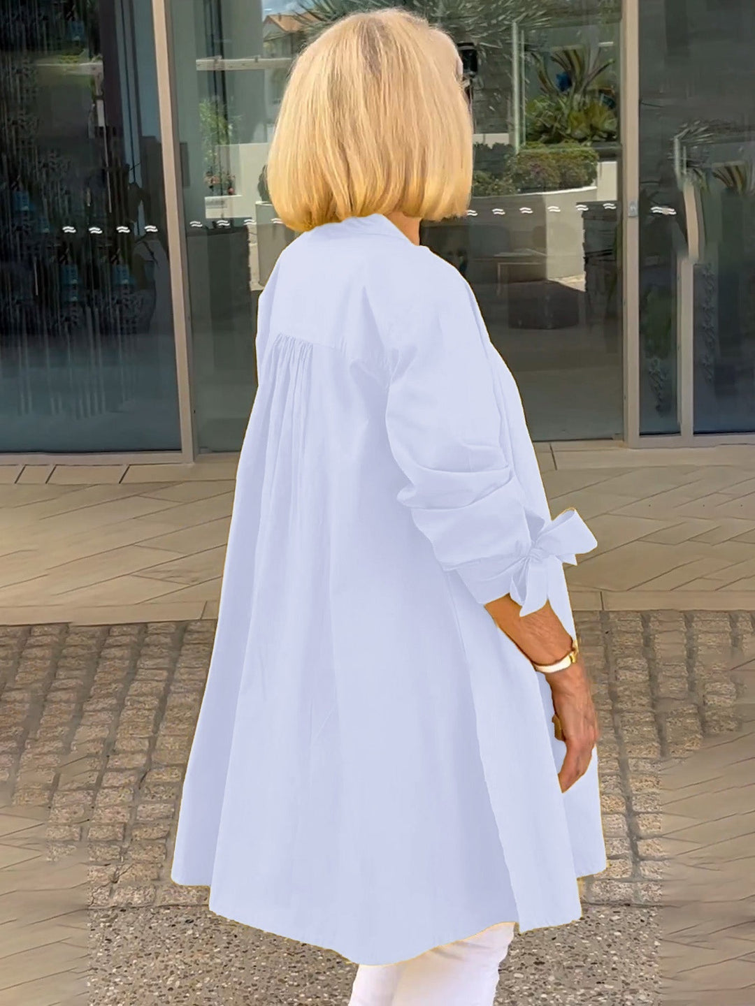 Mia™ - Long Buttoned Cotton Shirt Jacket
