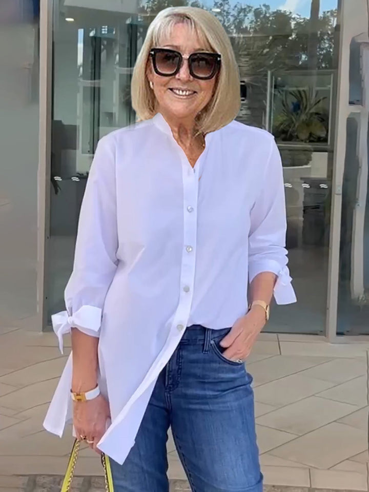 Mia™ - Long Buttoned Cotton Shirt Jacket
