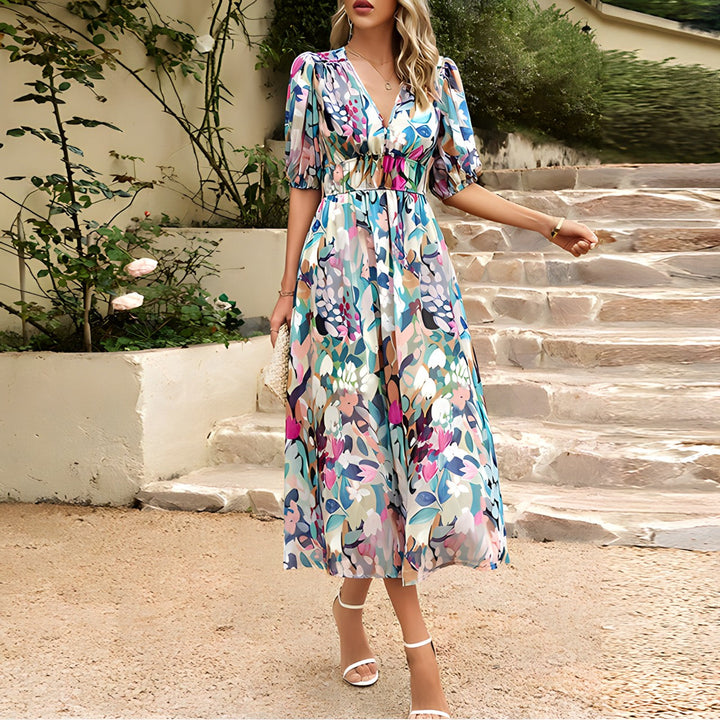 Rose - Elegant V-Neck Dress