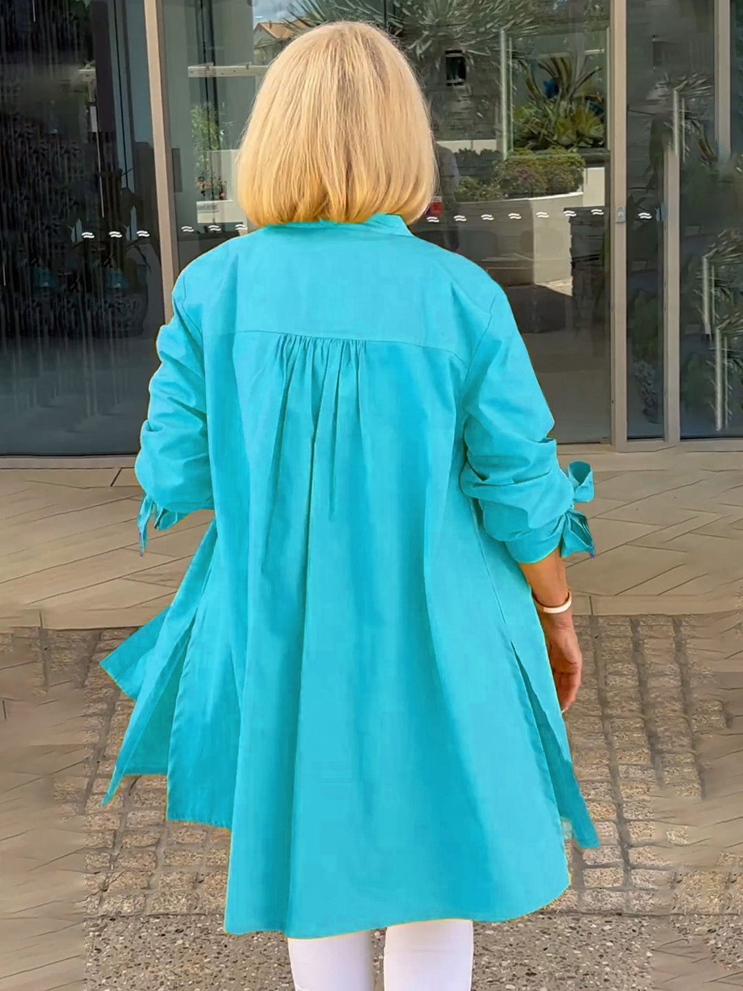 Mia™ - Long Buttoned Cotton Shirt Jacket