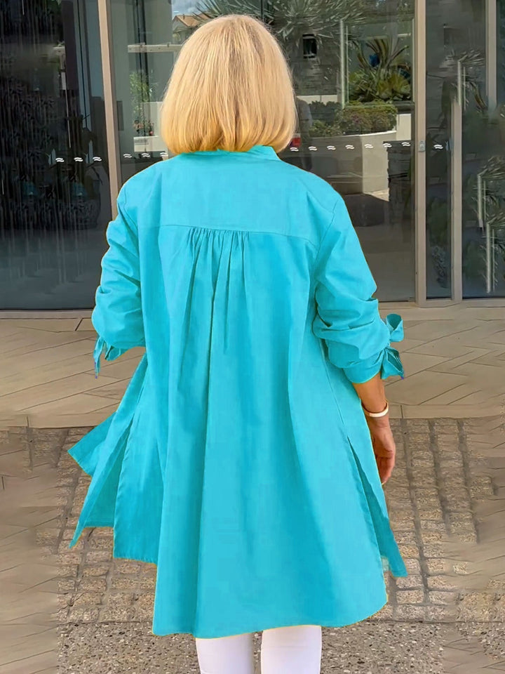Mia™ - Long Buttoned Cotton Shirt Jacket