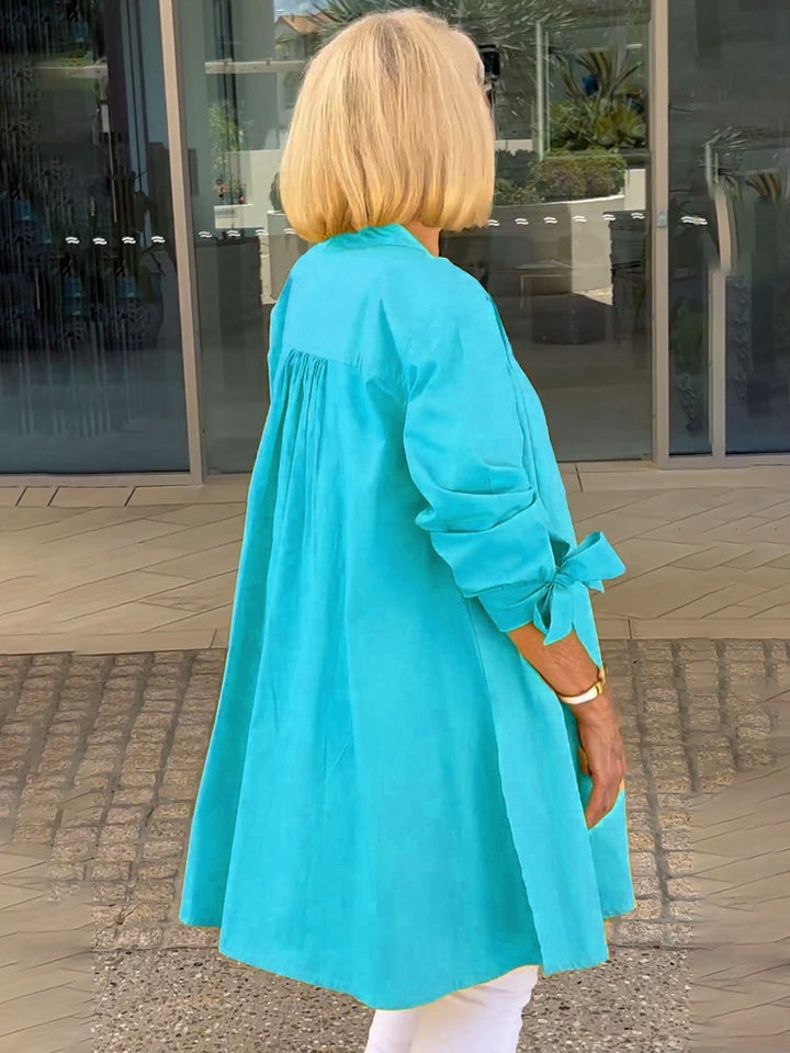 Mia™ - Long Buttoned Cotton Shirt Jacket