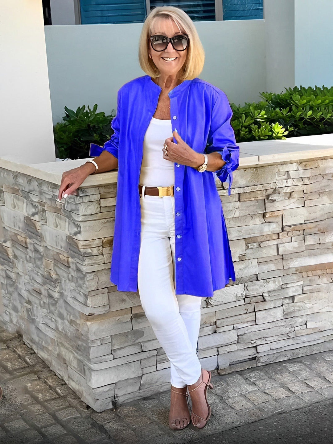 Mia™ - Long Buttoned Cotton Shirt Jacket
