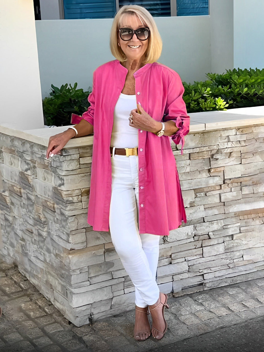 Mia™ - Long Buttoned Cotton Shirt Jacket
