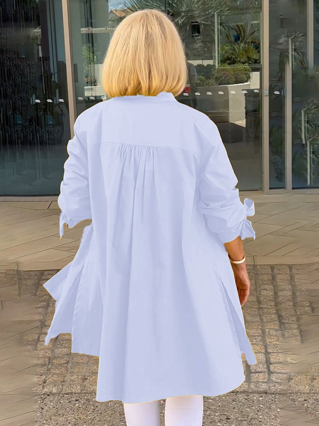 Mia™ - Long Buttoned Cotton Shirt Jacket