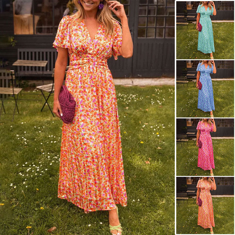 Vivienne | Elegant V-Neck Floral Dress
