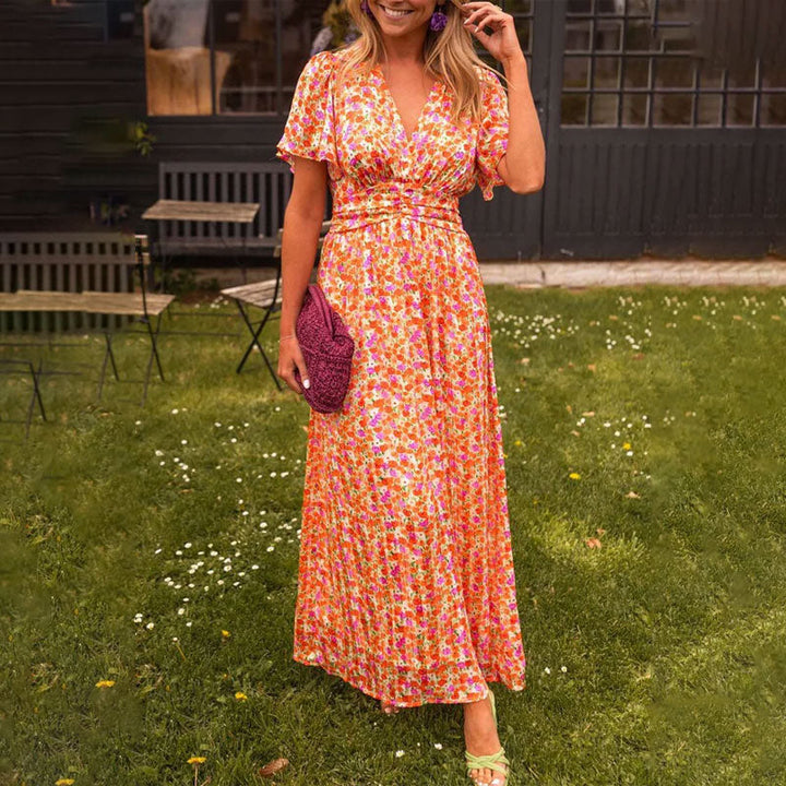 Vivienne | Elegant V-Neck Floral Dress
