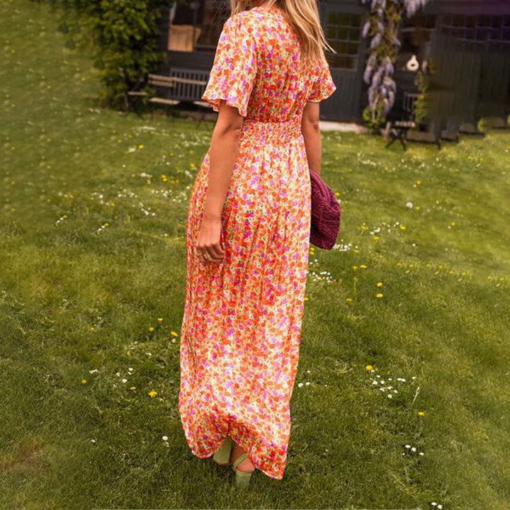 Vivienne | Elegant V-Neck Floral Dress
