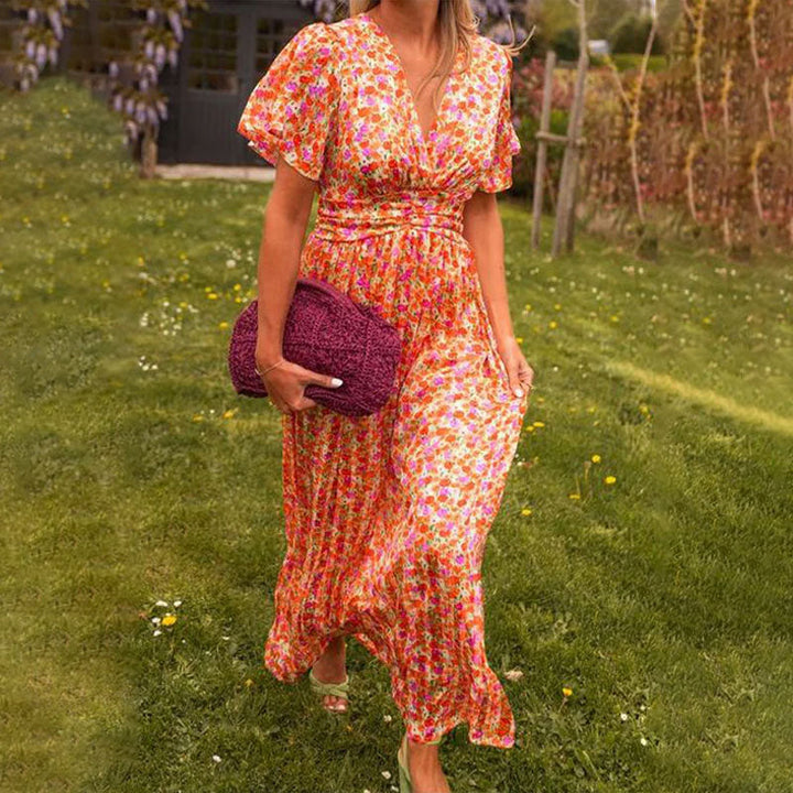 Vivienne | Elegant V-Neck Floral Dress