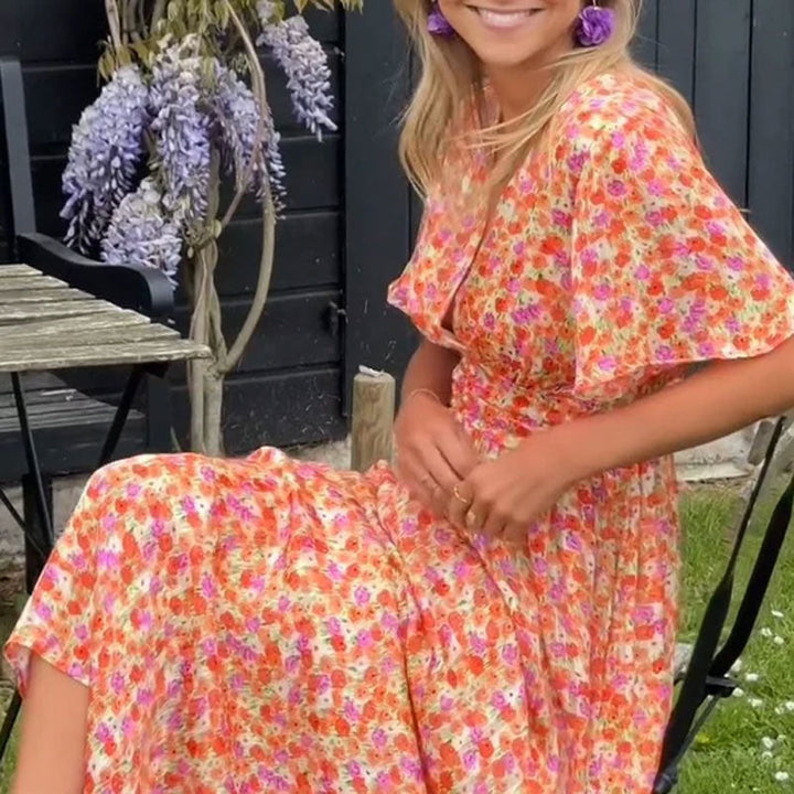 Vivienne | Elegant V-Neck Floral Dress