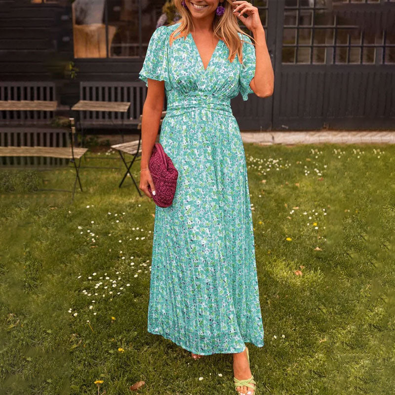Vivienne | Elegant V-Neck Floral Dress