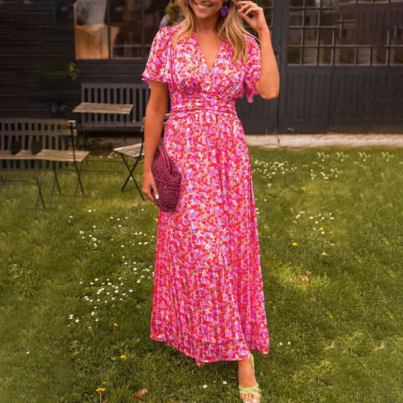 Vivienne | Elegant V-Neck Floral Dress