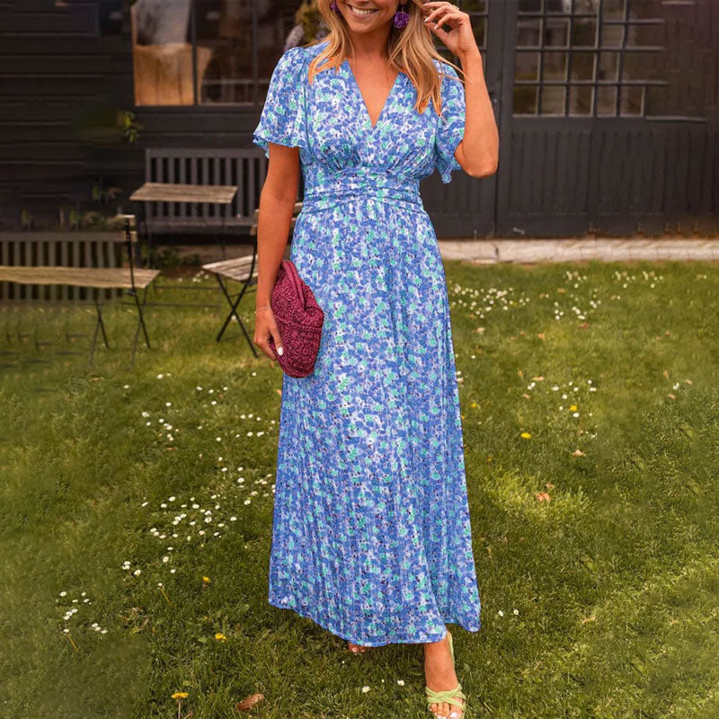 Vivienne | Elegant V-Neck Floral Dress
