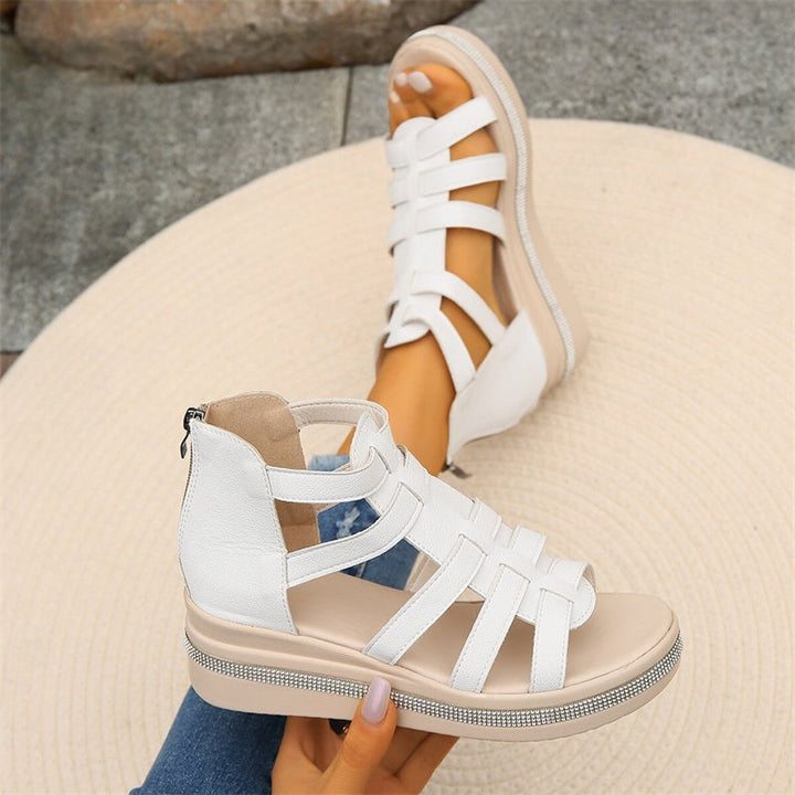 Isla™ - Wedge Sandals with Rhinestone Decoration